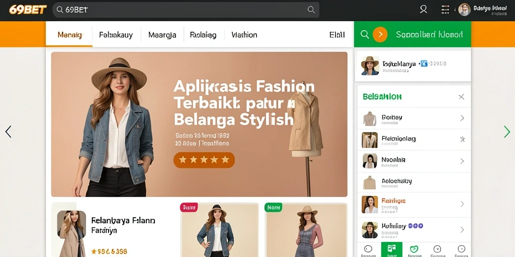 Tampilan antarmuka aplikasi 69BET dengan berbagai produk fashion menarik.