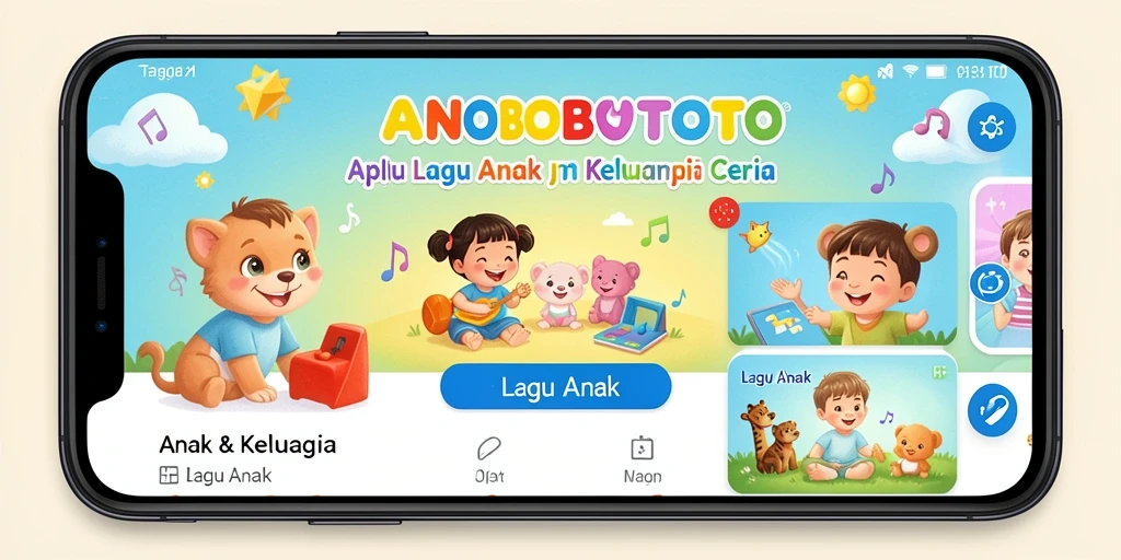 Tampilan antarmuka aplikasi ANOBOYTOTO dengan pilihan lagu anak yang menarik.