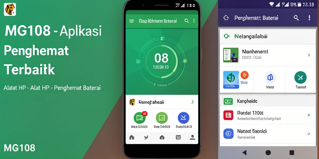 Antarmuka pengguna aplikasi MG108 untuk penghemat baterai.