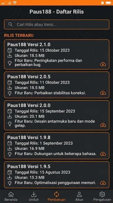Tampilan riwayat versi paus188